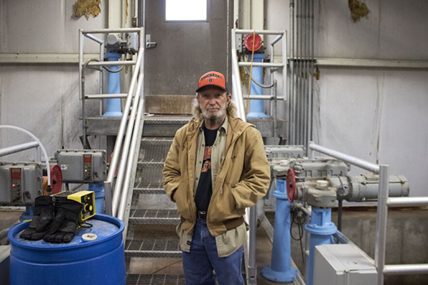 Tim Cross, chief operator of the water treatment plant in Chandler, Okla.