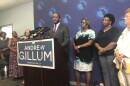 Gillum speaks at a press conference to propose his education plan.