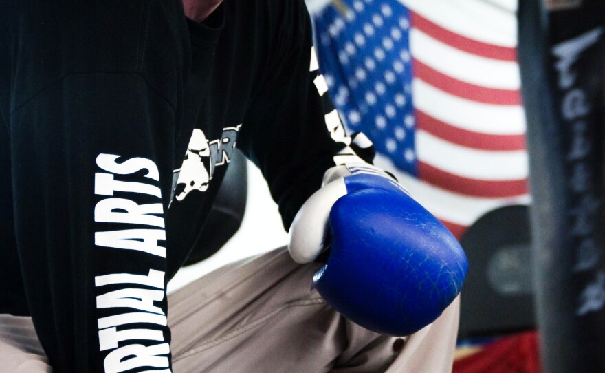 The person believed to be Tamerlan Tsarnaev practices boxing at the Wai Kru Mixed Martial Arts center in April 2009 in Boston. 