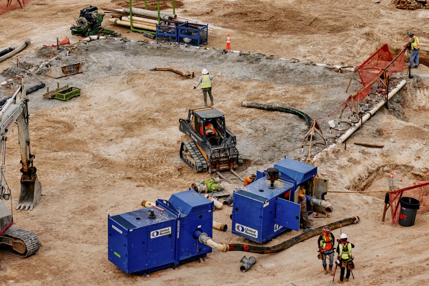 Crews work on an expansion of the Bal Harbour Shops, a luxury mall in Bal Harbour, Fla., on Jan. 25, 2024. A new law in Florida promotes affordable housing, but local officials hate it. The law, which lets developers bypass local zoning rules if they promise ‘workforce housing,’ has stirred an uproar in affluent Bal Harbour and other places.