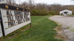 A reader board sits outside of a closed church in the wake of the coronavirus COVID-19 pandemic, Sunday, April 5, 2020, in Cincinnati. 