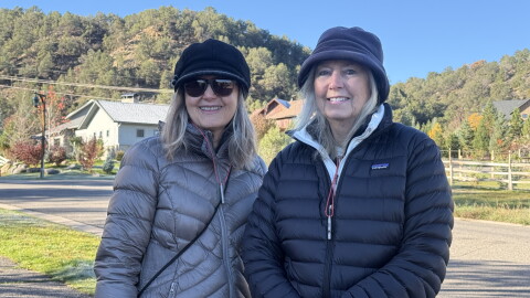 Linda Green and Mimi Jervis out for a walk in Carbondale on Oct. 27, 2026. The two will have to make choices about their Medicare coverage during the ongoing enrollment period.