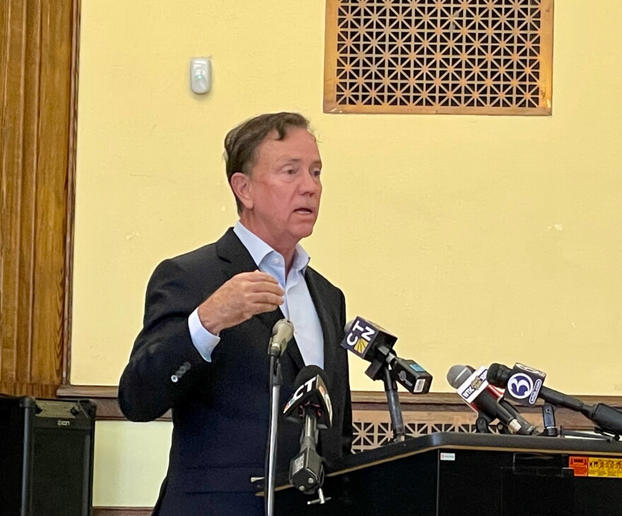 Gov. Ned Lamont, speaking in New Britain on his first full day as a candidate for reelection.