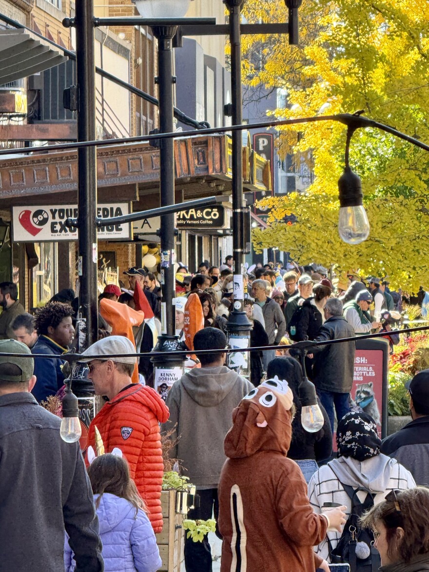 Residents gather for the 2024 Ann Arbor Halloween Parade.