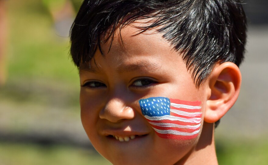 Moshia Sadaya, 5, of Scranton opted for the American flag face paint.