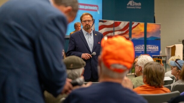 Chuck Edwards speaks at event