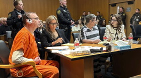 From left, James Crumbley, defense lawyer Mariell Lehman, Jennifer Crumbley, and defense lawyer Shannon Smith await sentencing in Oakland County, Mich., court on Tuesday, April 9, 2024. The Crumbleys were convicted of involuntary manslaughter for a school shooting committed by their son in 2021. (AP Photo/Ed White)