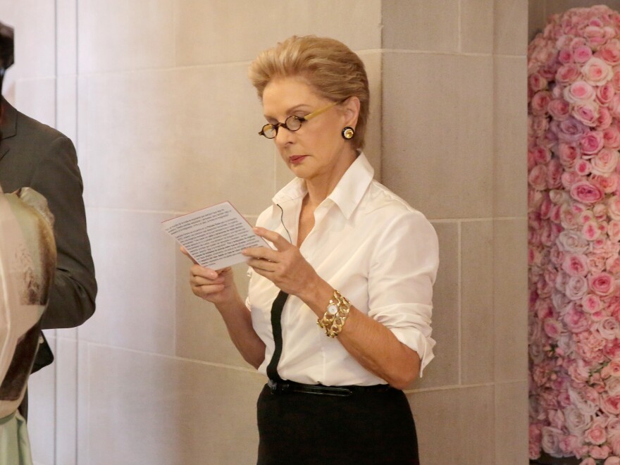 Fashion designer Carolina Herrera is pictured during New York fashion week.