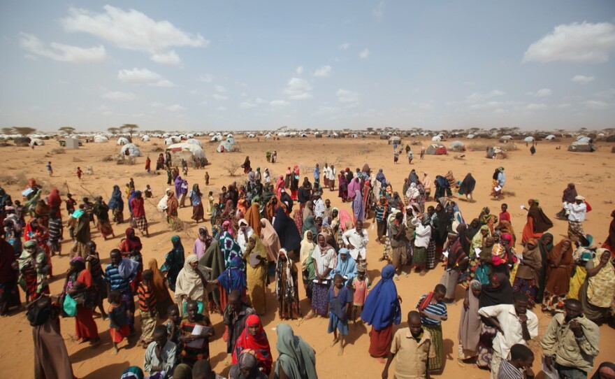 Newly arrived refugees wait for tents at the Dagahaley camp on July 21. The refugee settlement at Dadaab was designed in the early 1990s to accommodate 90,000 people, but the U.N. estimates more than four times as many reside there.