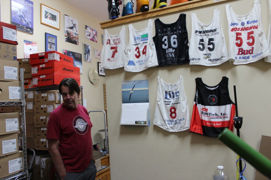 Jim Lindsay stands in the back room of BOOTech at Aspen Highlands on May 27, 2026. The back is where they keep the “loud, dangerous power tools” they use to customize boots for customers.