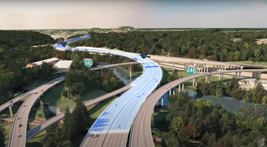 A screenshot from an NCDOT visualization of the I-26 Connector project.