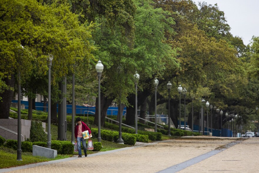 An empty UT Austin campus on March 16.