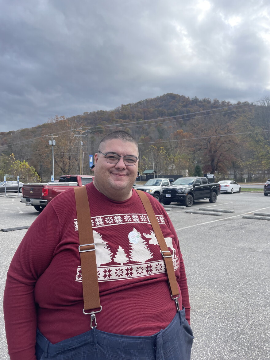 Keawe Bone, a member of the Eastern Band of Cherokee, voted at Birdtown Community Center.