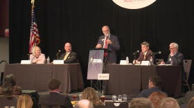 Legislative leaders preview the 2020 session at a panel hosted by the Indiana Chamber of Commerce. (Lauren Chapman/IPB News)