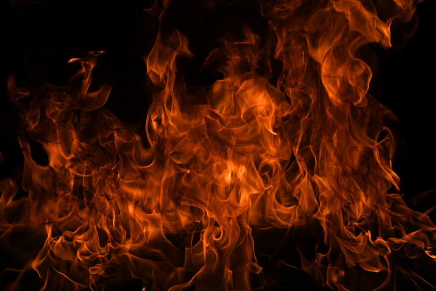 Flames on a dark background
