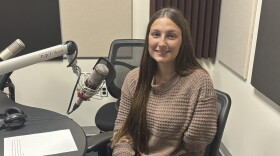 Adalyn Cruitt at the mic in NPR Illinois Studio F