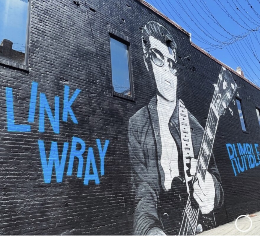 Scott Nurkin's mural of Link Wray in Dunn, North Carolina