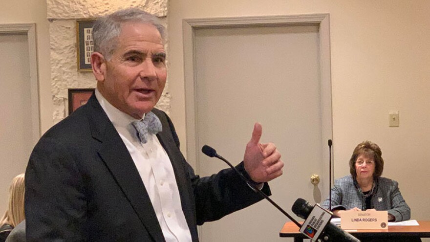 Indiana adoption attorney Steve Kirsh testifies before a Senate committee.