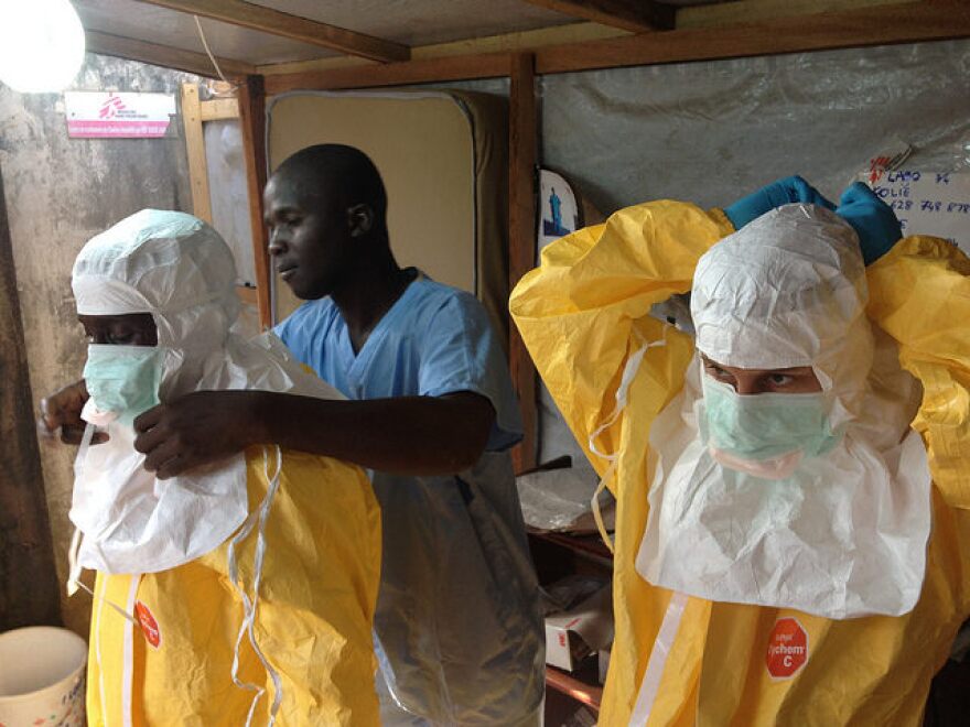 Healthcare workers during the West African Ebola oubreak.