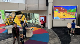 A group of children checks out the newly expanded play zone at the Frederick Douglass Greater Rochester International Airport.