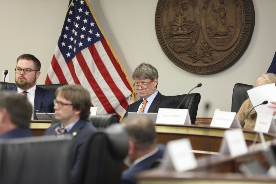 South Carolina Senate Judiciary Chairman Luke Rankin, R-Myrtle Beach, listens during a Senate Judiciary Committee meeting on Tuesday, Feb. 25, 2025, in Columbia, S.C. (AP Photo/Jeffrey Collins)