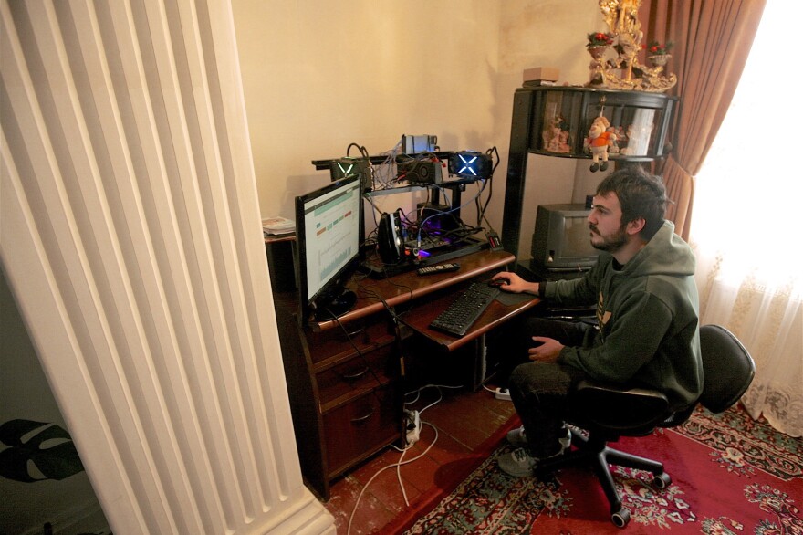 Bezhani Buzhaidze is one of the growing army of home prospectors for cryptocurrency mining in Georgia.