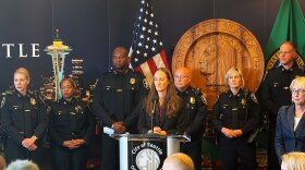 Seattle Mayor Katie Wilson addresses questions about her decision to ask Police Chief Shon Barnes to resign during a press conference Friday, July 31, 2026.