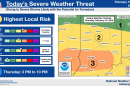 Severe weather is likely today, especially near and south of I-70. Damaging winds and tornadoes will be the main threat. 