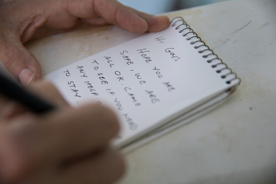 Tim Sands leaves a note for his relatives hoping to connect after Dorian forced residents to abandon their homes.