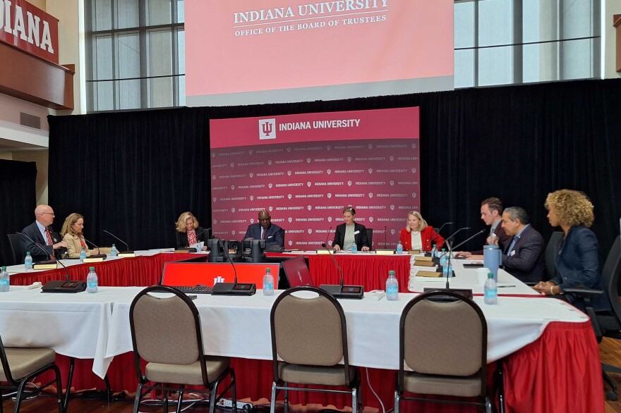 The Indiana University Board of Trustees meeting June 12, 2025, in the Henke Hall of Champions.