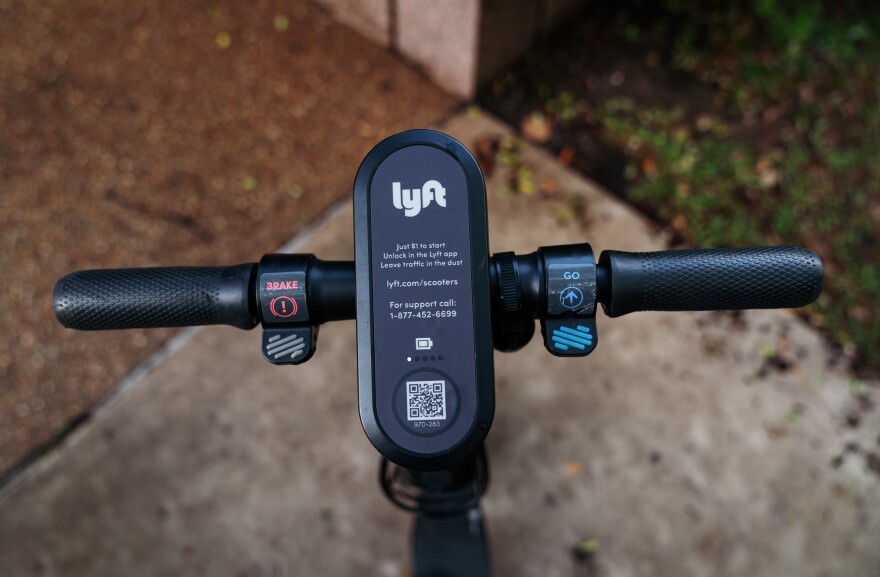 A Lyft scooter in Austin, Texas. The scooters are leaving Columbus this week.