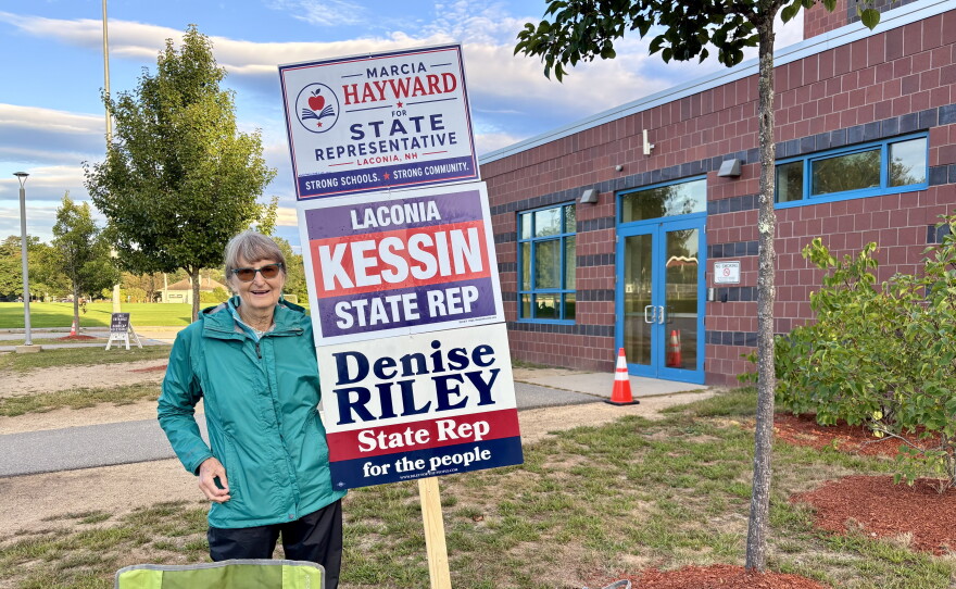 Democrat Hazel Zimmer, 84, of Laconia, was at the polls in Laconia
