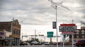 A sign for the Llano library in downtown Llano on Dec. 14, 2021.