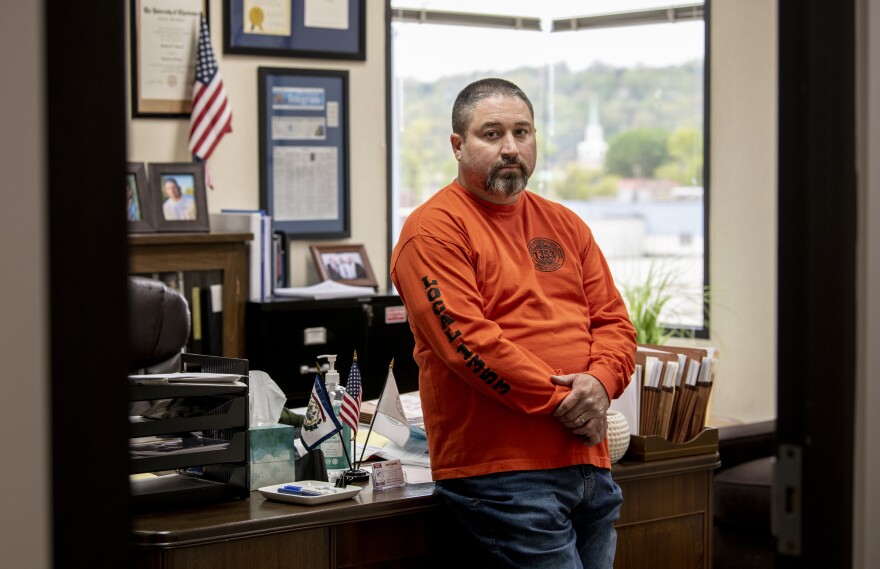 President of West Virginia AFL-CIO, Joshua Sword, is pictured at the AFL-CIO office on Saturday in Charleston, W.Va.