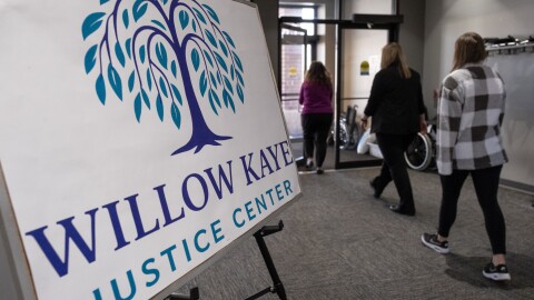 Jim Schmidt, Gabby Petito's stepfather, gives a presentation to first responders at First Christian Church in Canton on Feb. 13, 2026.