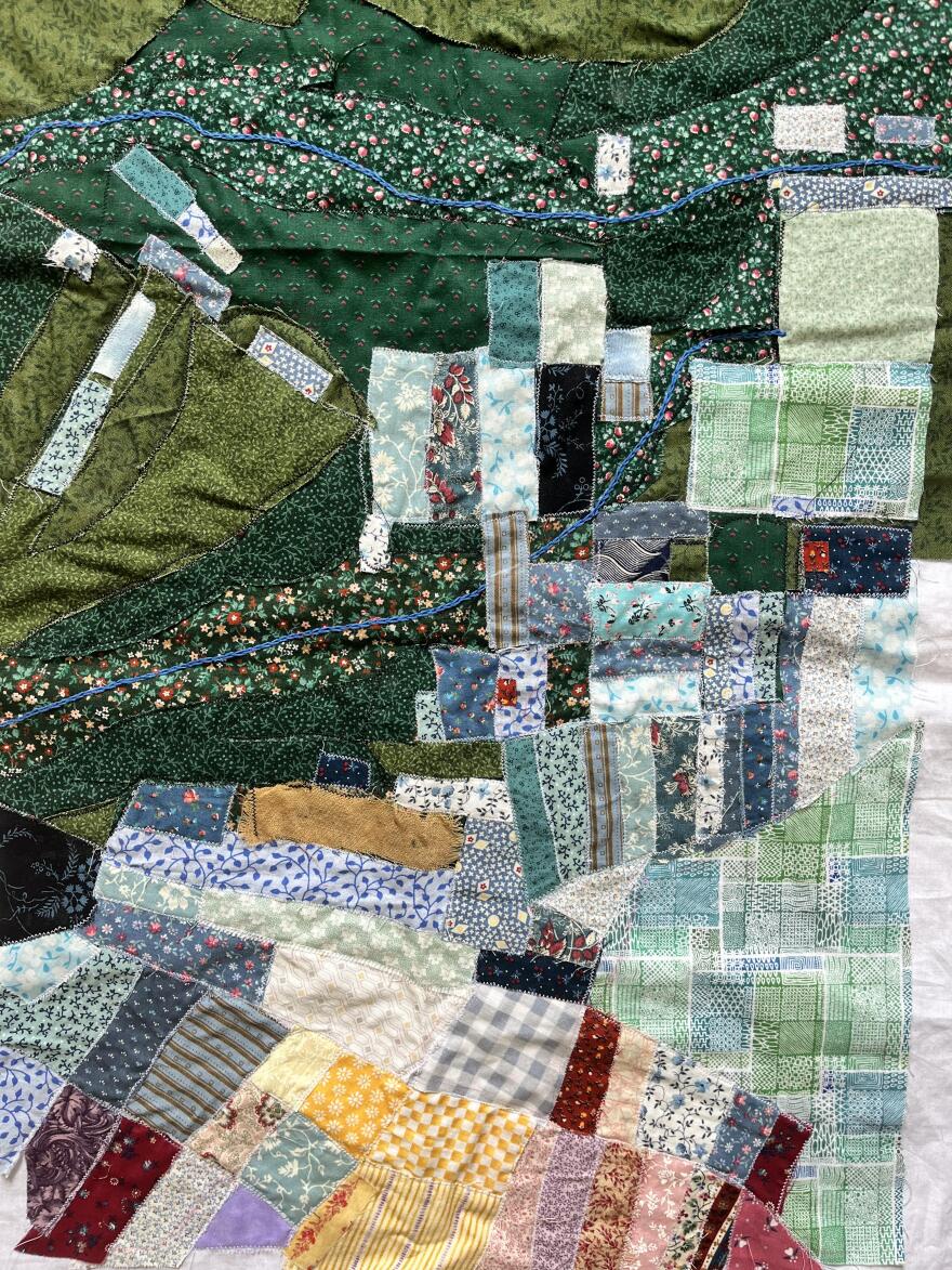 Alex Houston's art quilt depicting the history of urban renewal in New Bedford is a work in progress. She'll showcase the final product in December.