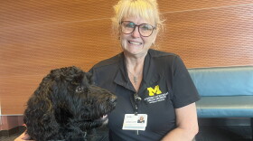 Lilo is Sparrow's first certified therapy dog employed by the hospital. Penny Russel is Lilo's handler.