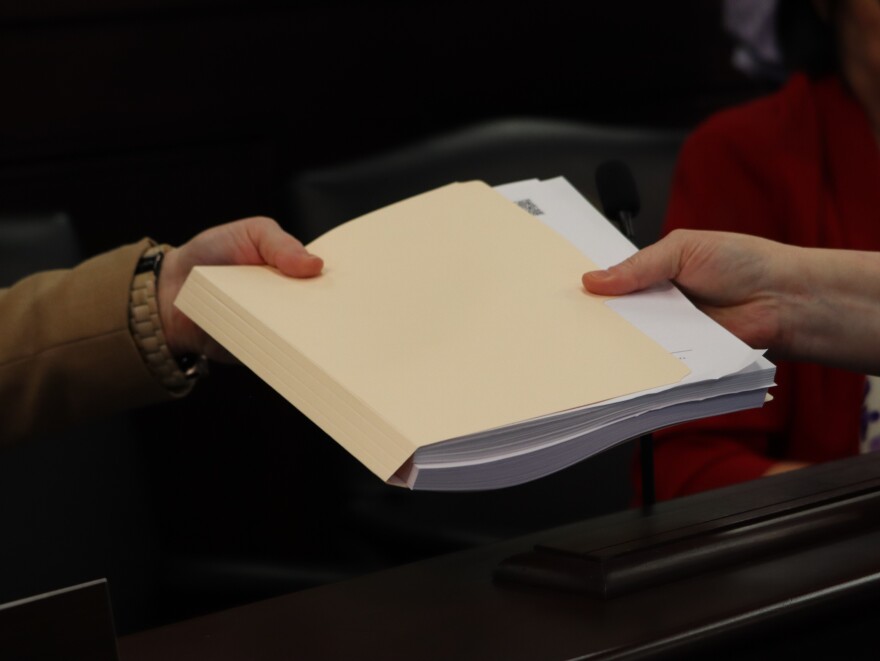 Legislative Research Commission staff handed lawmakers a paper copy of the 227-page substituted language for the multi-billion-dollar budget at the committee meeting. It was not available online for the public to view before passing.