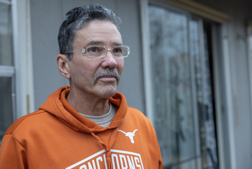 Jimmy Dee Stout outside his brother's home in Round Rock, Texas. Stout had served about half of his 15-year sentence for a drug conviction when he was diagnosed with stage 4 lung cancer last year.