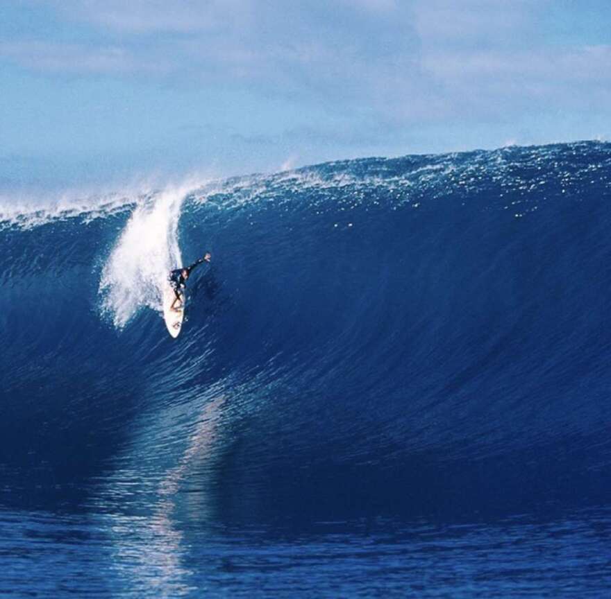 CJ Hobgood surfing in Tahiti. Photo courtesy of  CJ Hobgood. 