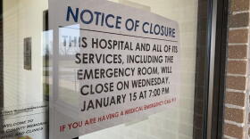 A sign announces the sudden closure of Pinnacle Regional Hospital in Boonville.