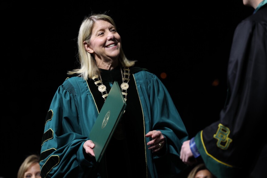 Commencement - School of Education - SOE - Hankamer School of Business - HSB - graduates, grads, graduation - Ferrell Center – 12/17/2022 - President Linda Livingstone