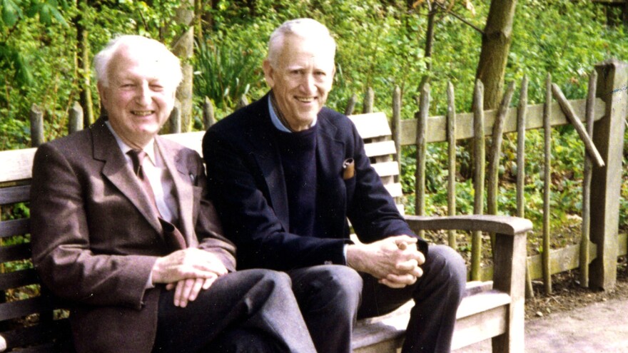 A new biography claims that unpublished fiction is on the way from late author J.D. Salinger, seen here at right posing with a friend, Donald Hartog, in 1989.