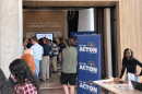Ohio State University students attend a campaign rally for Dr. Amy Acton, the Democratic candidate for Ohio governor, at WOSU Public Media on October 14, 2026.