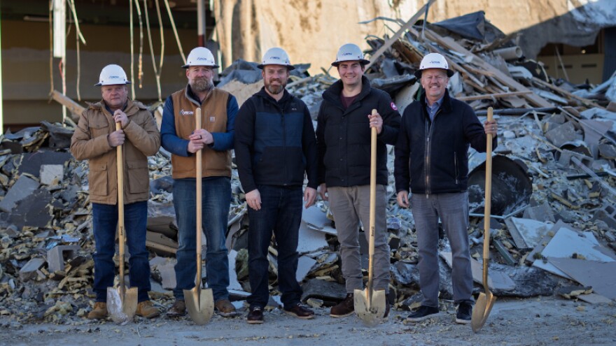 L-R: Russ Downs, Kevin Krieger, and Brad Walsh of Orion Construction; Spencer Wierda and Scott Wierda of SW Real Estate Investment.