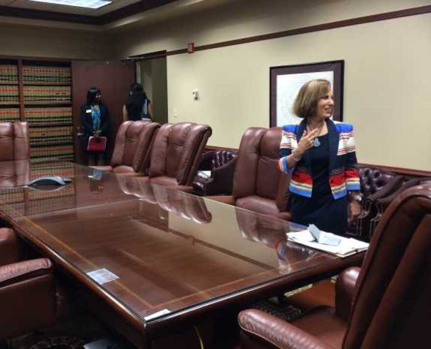 Florida Supreme Court Justice Barbara Pariente stands in the court's deliberation room, photo by Amy Kiley.