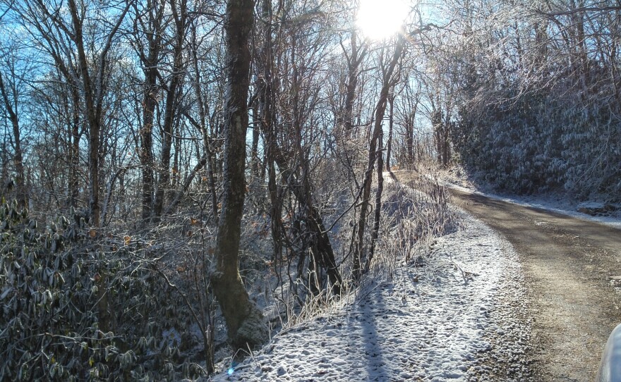 Images of a trip up to transmitter in wintertime.