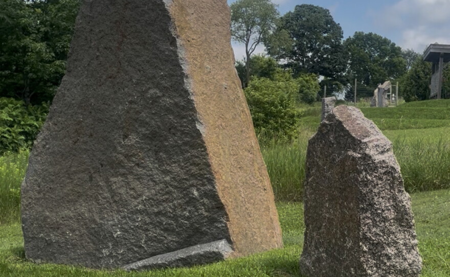 Massive stones are arranged in different patterns at Kinstone, a modern megalithic site.