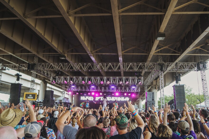 Big Freedia works the crowd Sunday during the Forecastle Festival.