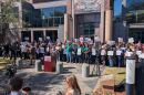 Rally in front of Tallahassee City Hall with union workers on March 2, 2026.